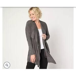 Barefoot Dreams Cardigan Wrap Cozy Chic Lite Island Wrap Ribbed Carbon Size 1X